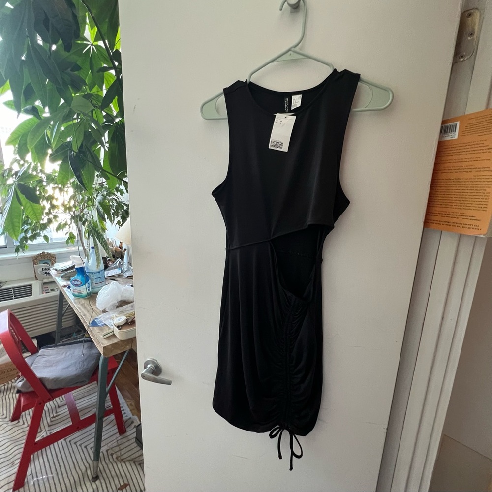 H&M black cutout mini dress NWT